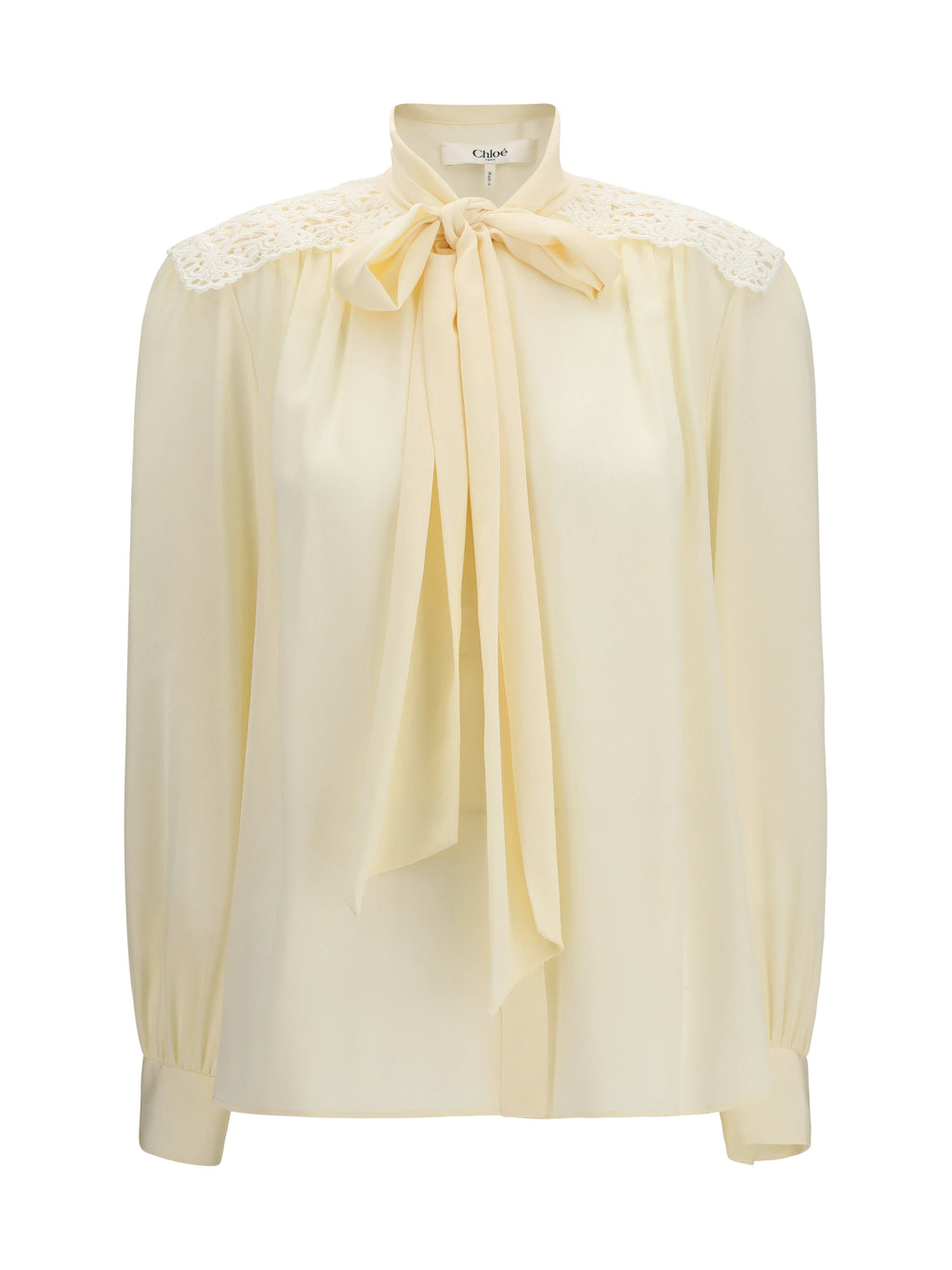 Chloé Women Bow Blouse With Embroidered Shoulders