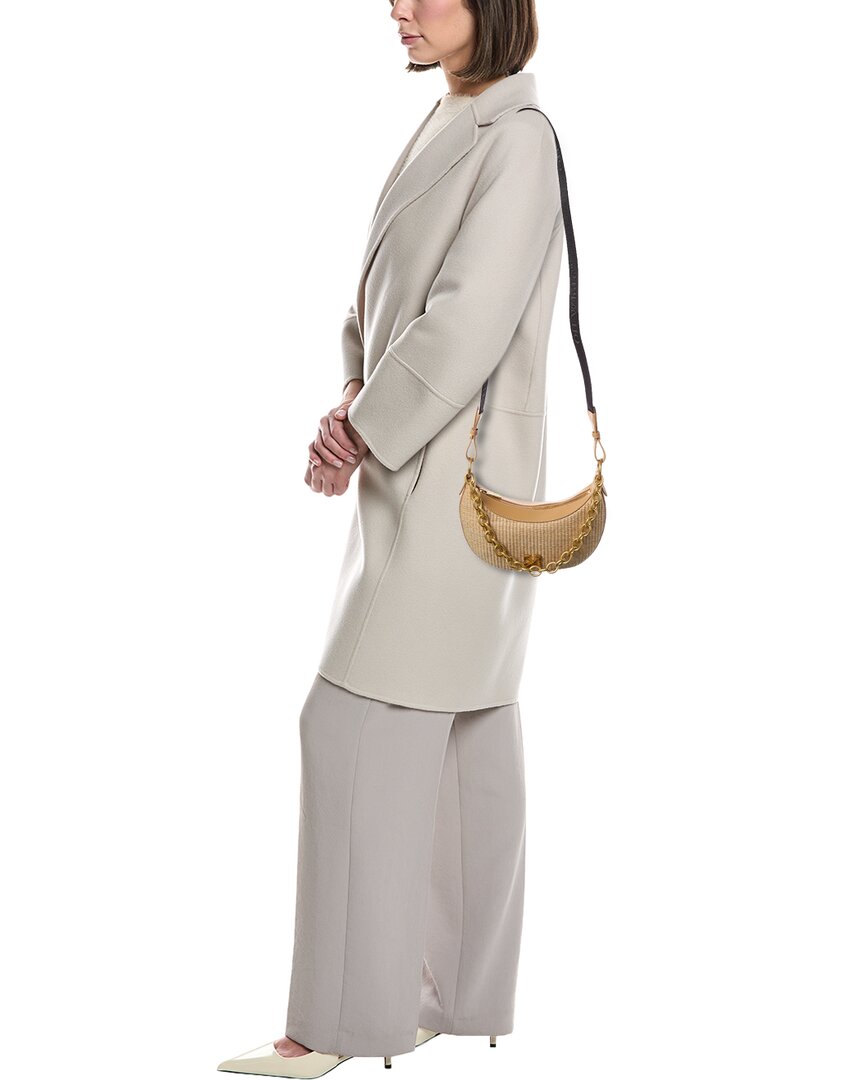 Off-White Hemisphere Straw & Leather Shoulder Bag