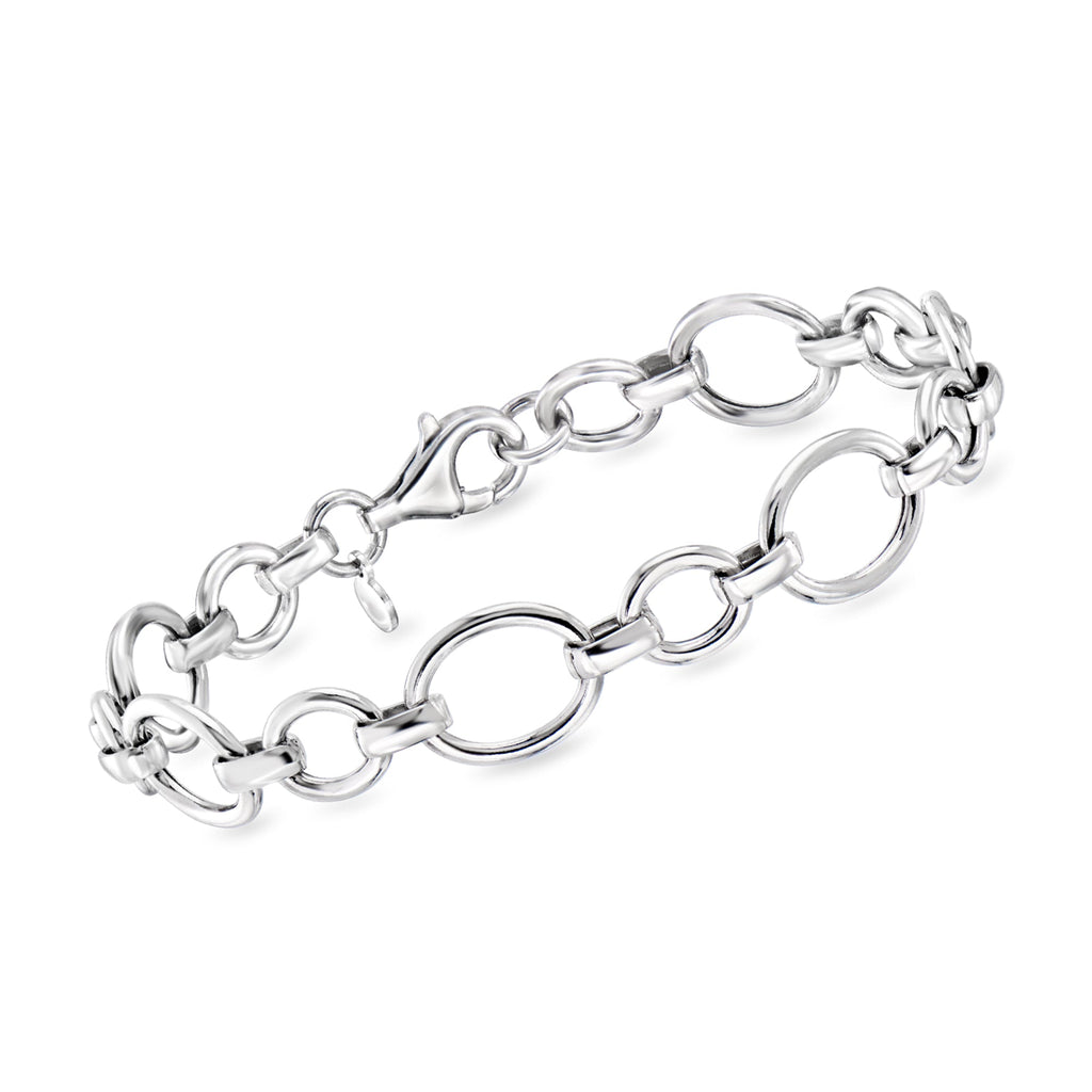 Ross-Simons Italian Sterling Silver Cable and Oval-Link Bracelet