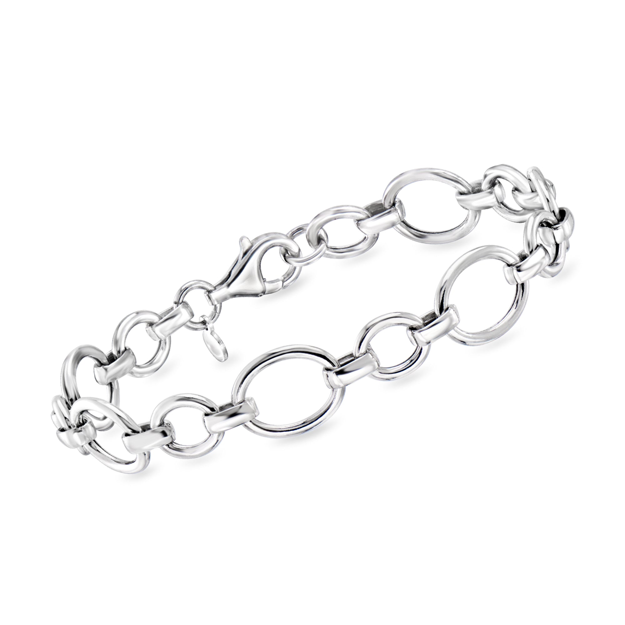 Ross-Simons Italian Sterling Silver Cable and Oval-Link Bracelet