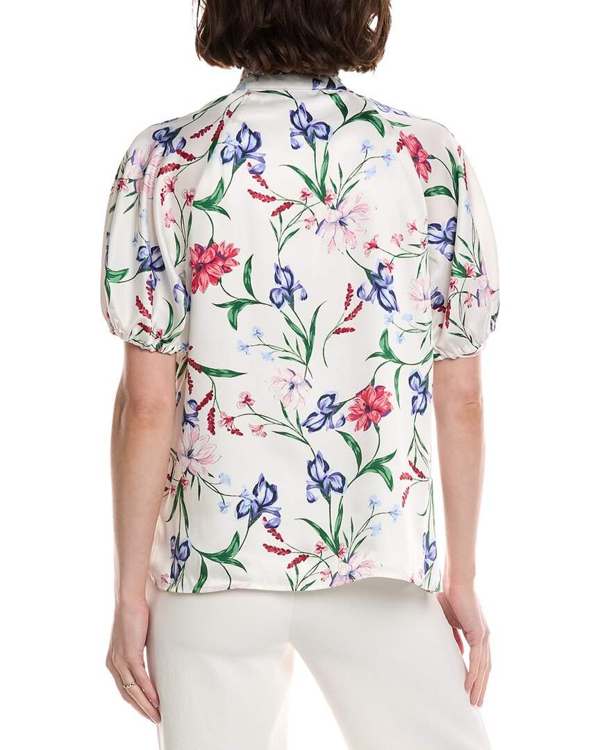 CeCe Ruffle Neck Raglan Seam Split Neck Blouse