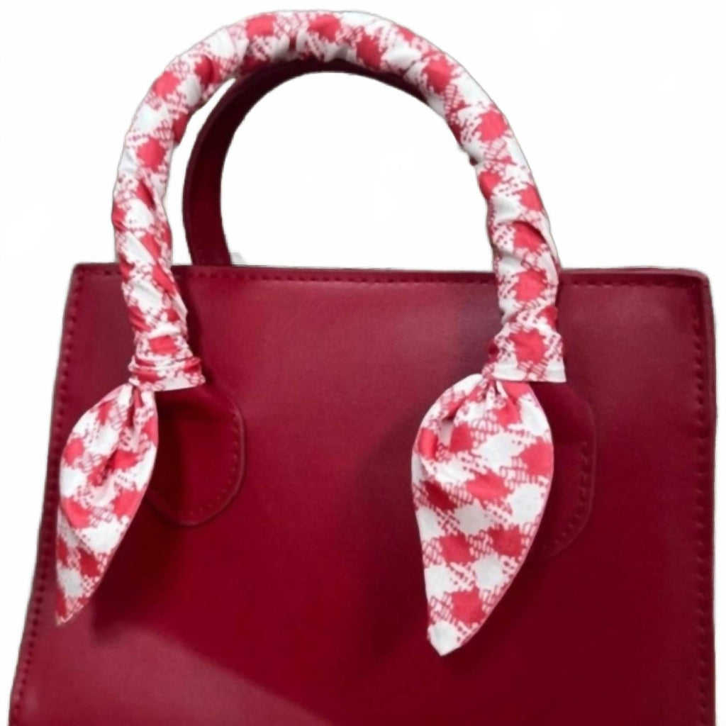 Women's Checkered Skinny Wild Rag Scarf In Red And White