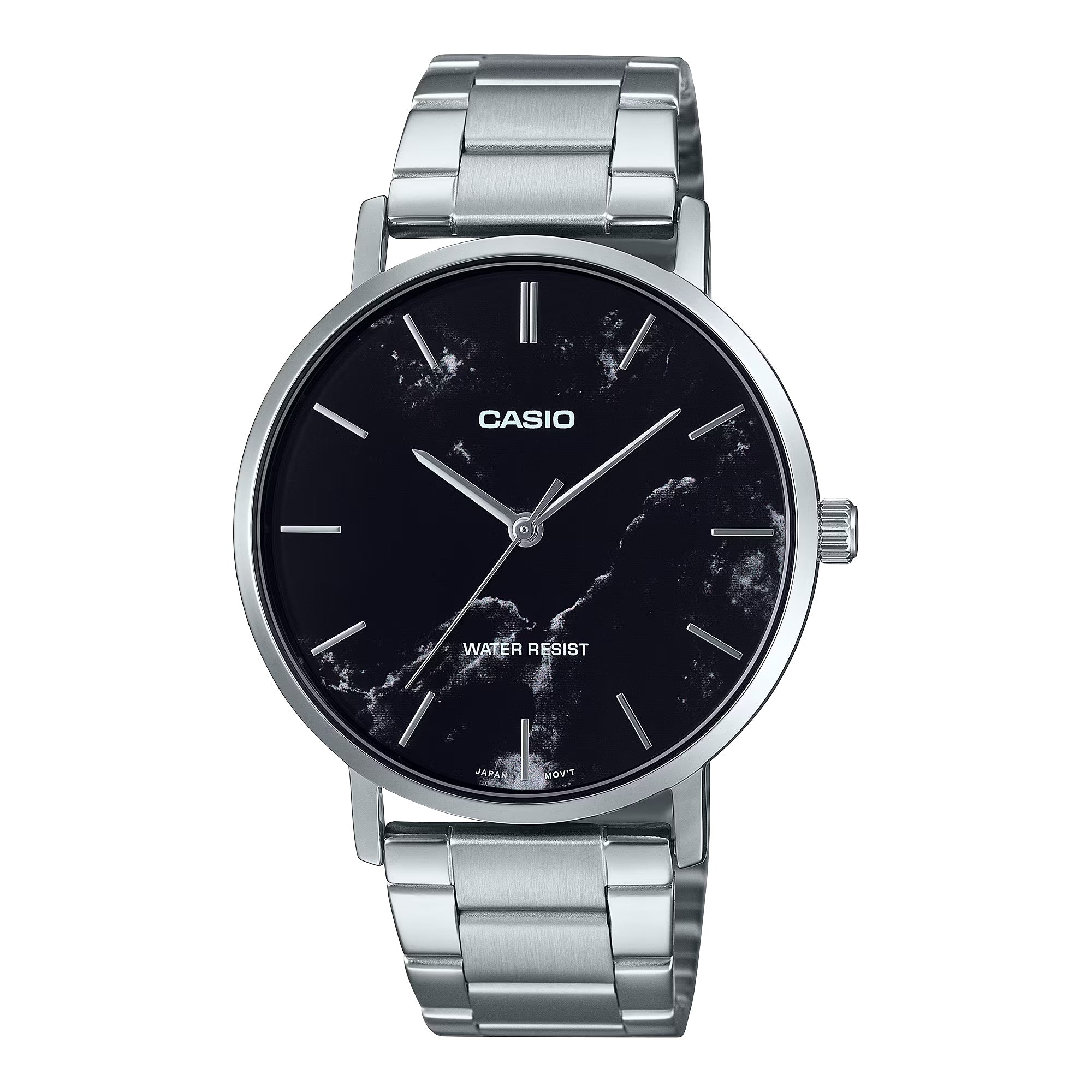 Casio Men’s Stainless Steel Watch Black Marble Pattern Dial - MTP-VT01DM-1AUDF