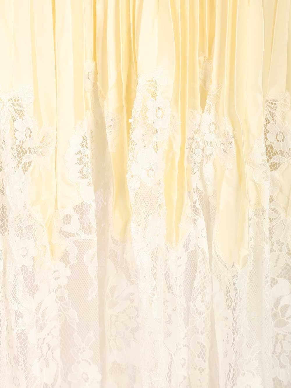 Self-Portrait Women Yellow Satin Lace Midi Skirt