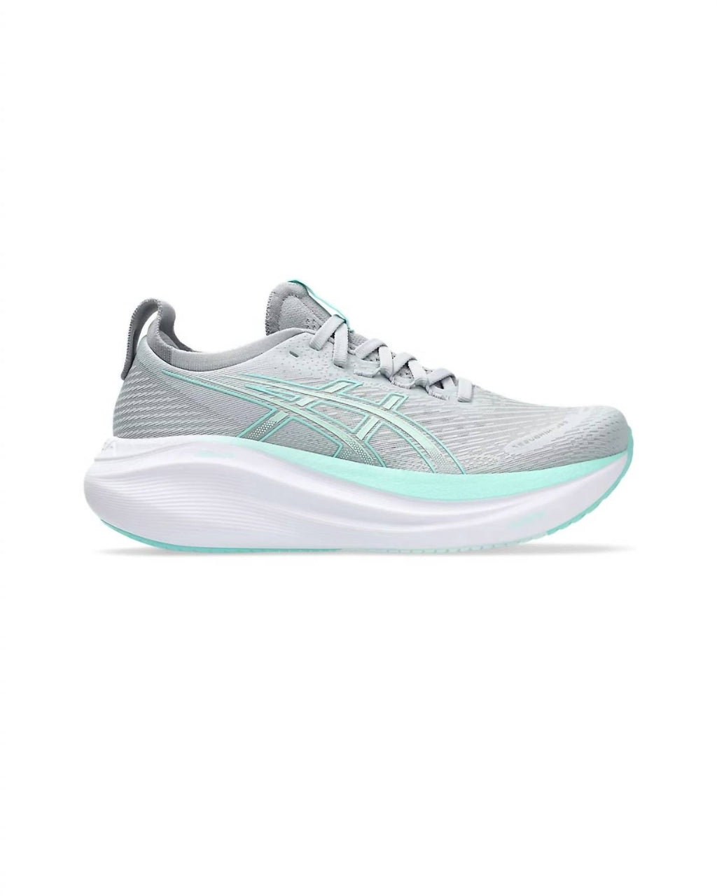 Women's Nimbus 27 Running Shoes In Piedmont Grey/illuminate Mint