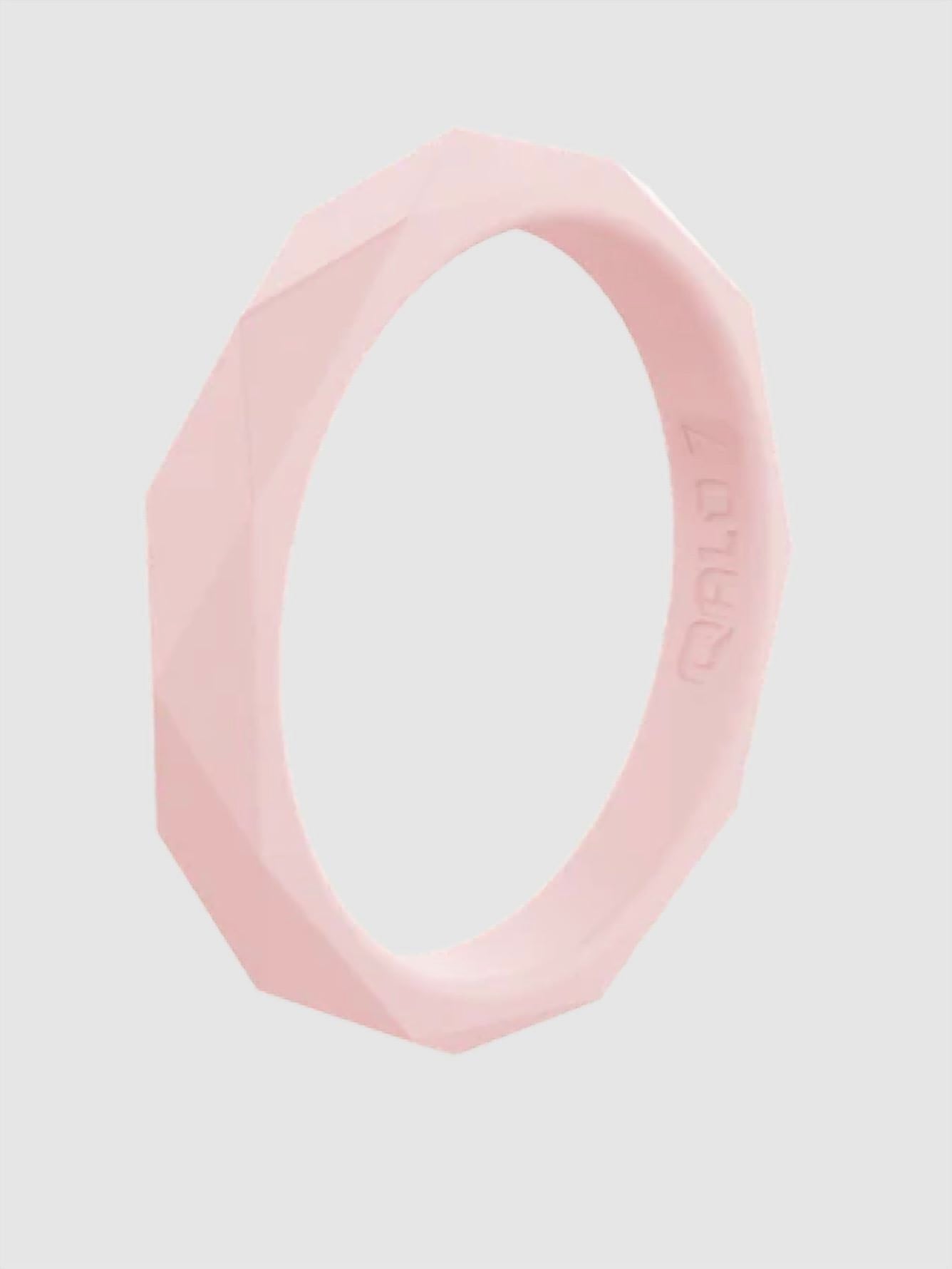 Women's Functional Silicone Wedding Ring In Stackable Eucalyptus And Blush