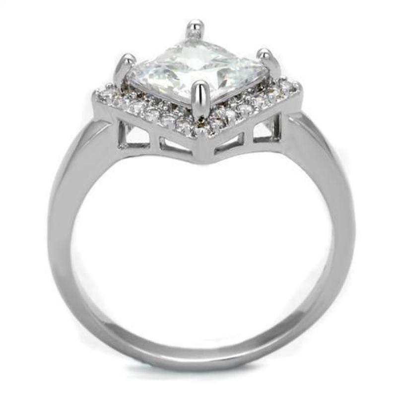 Rhodium Brass Ring with AAA Grade CZ in Clear