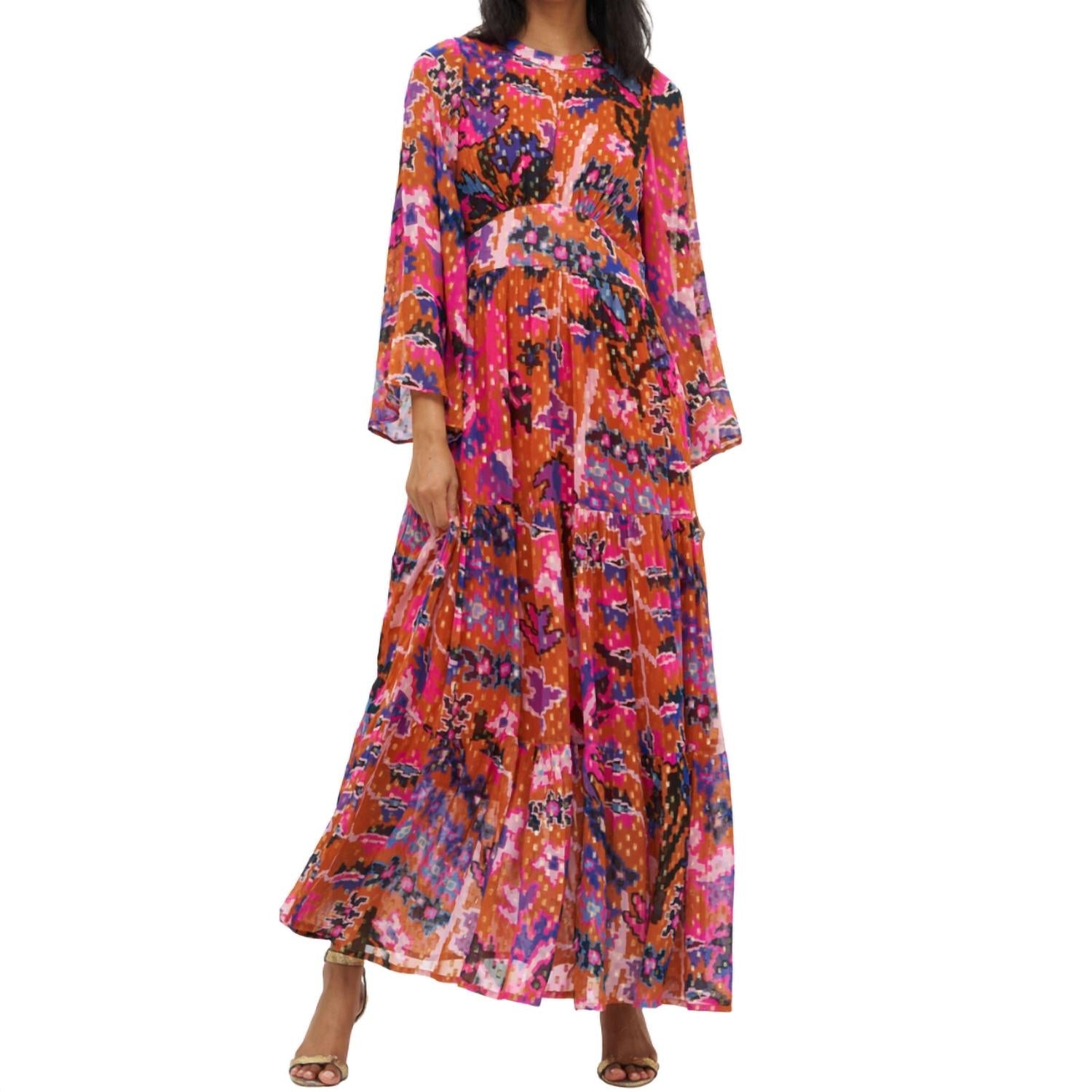 Balloon Waisted Maxi Dress In Pink