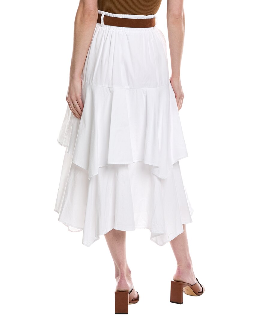 CeCe Tiered Denim Midi Skirt