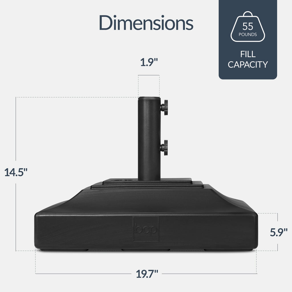 Best Choice Products Fillable Plastic Patio Umbrella Base Stand, Pole Holder w/ Adjustment Knob, Pyramid Design - Black