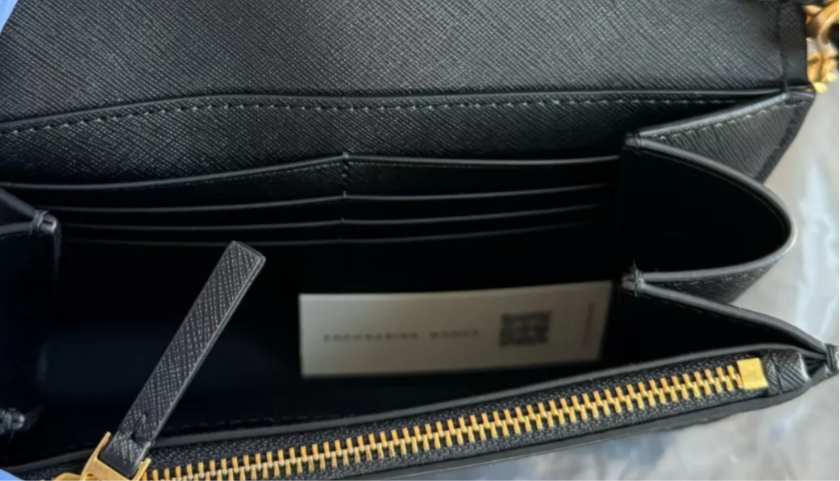 NWT Tory Burch Emerson Chain Wallet/Crossbody Bag Saffiano Leather Black