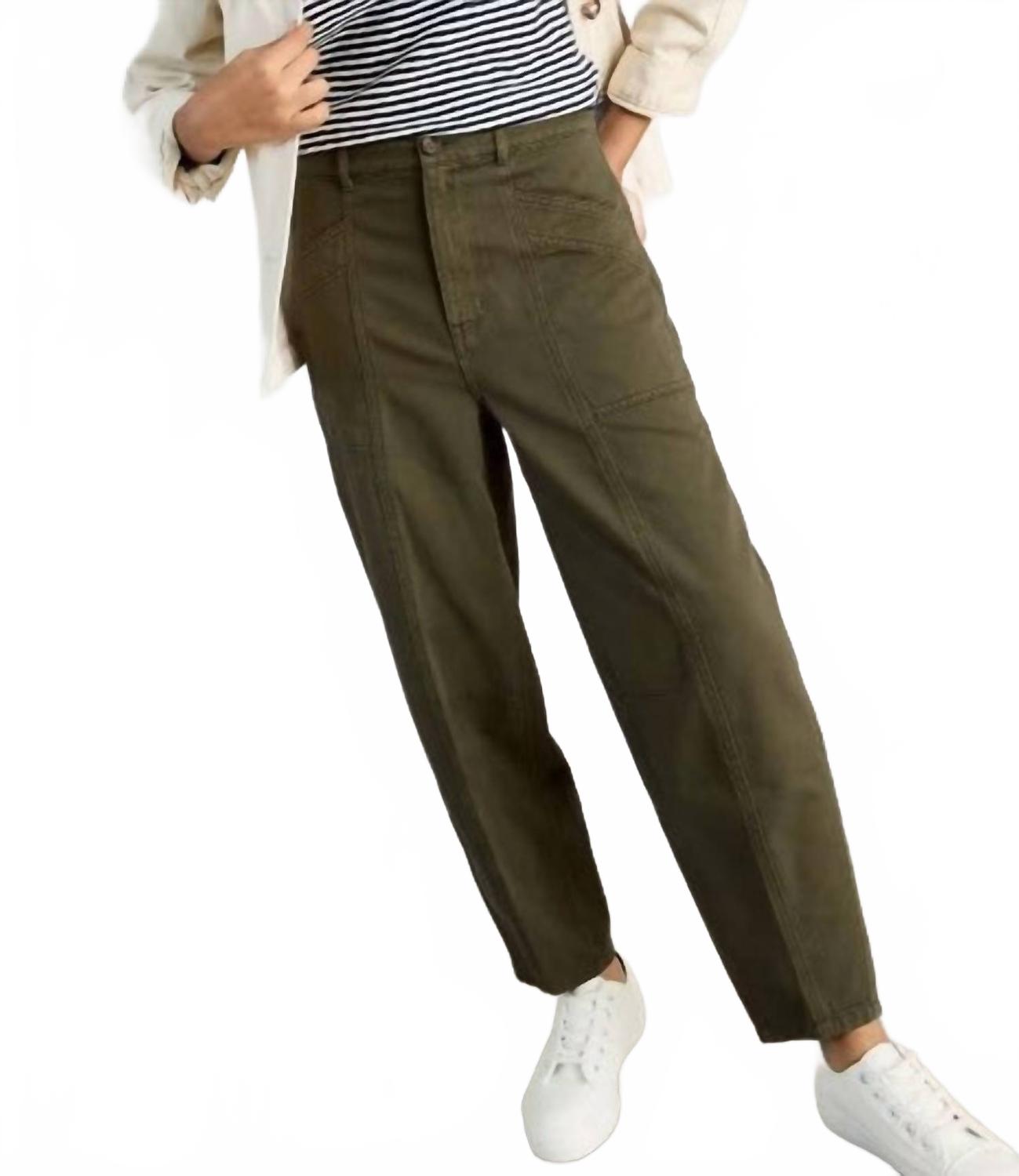 Aubrey Barrel Trousers In Khaki Green