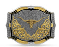 Cracked Earth Longhorn Buckle In Granite Distressed