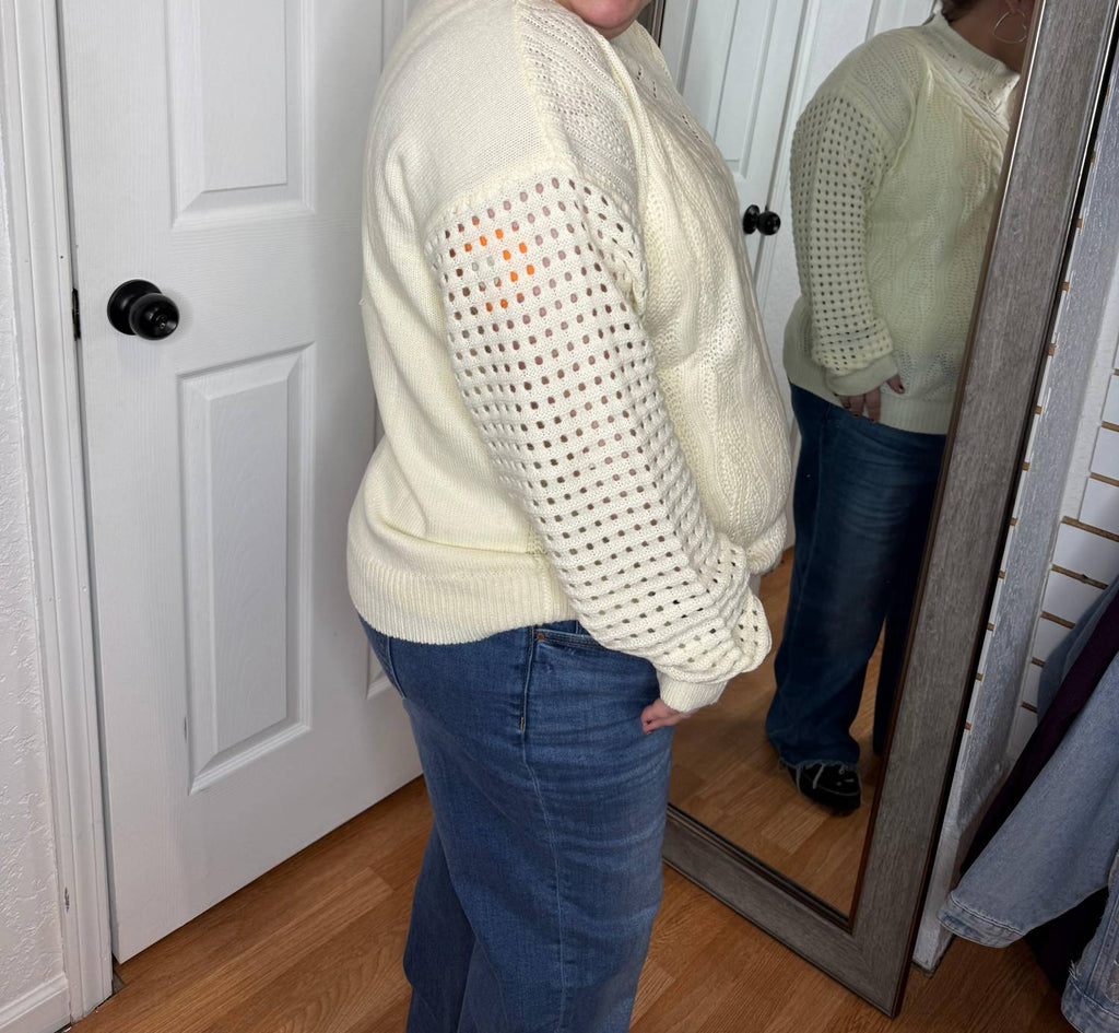 Jasmine Open Knit Sweater In Ivory