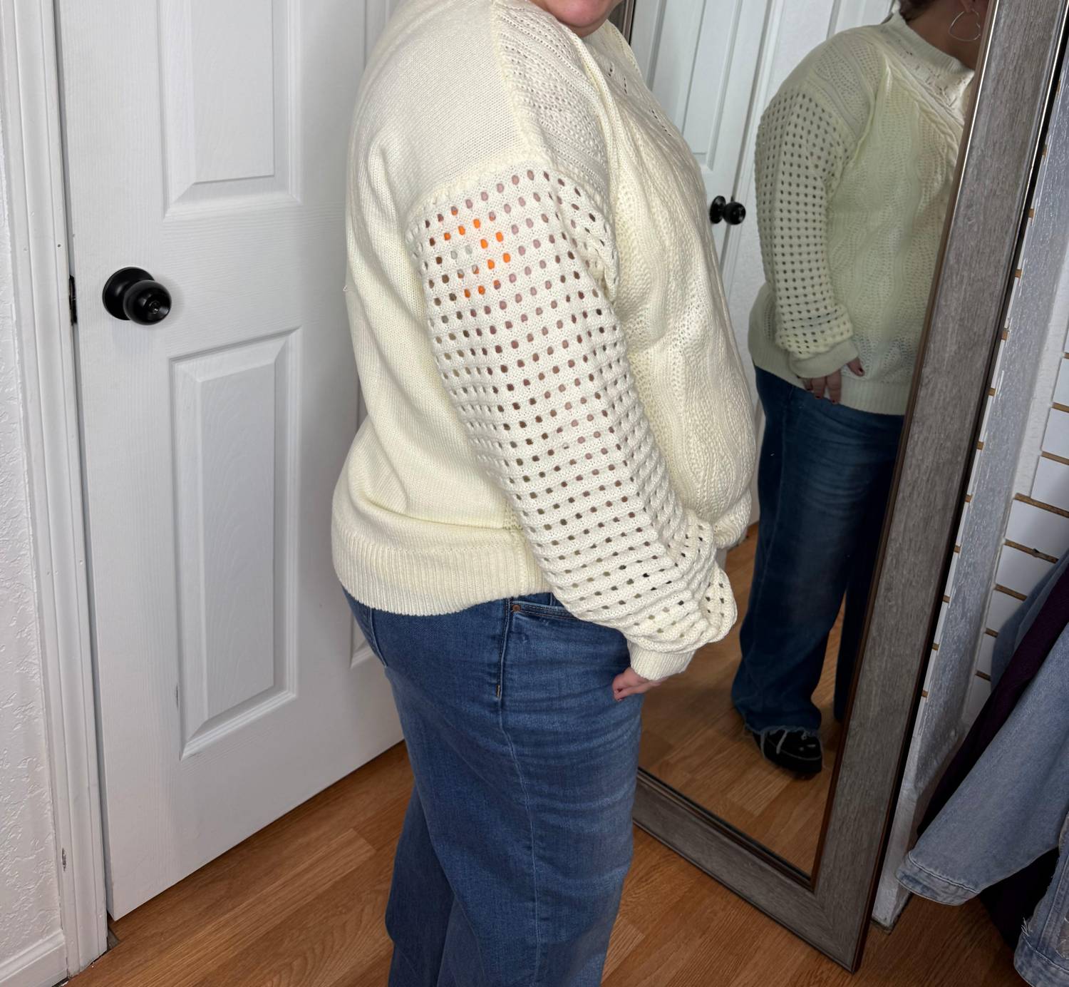 Jasmine Open Knit Sweater In Ivory
