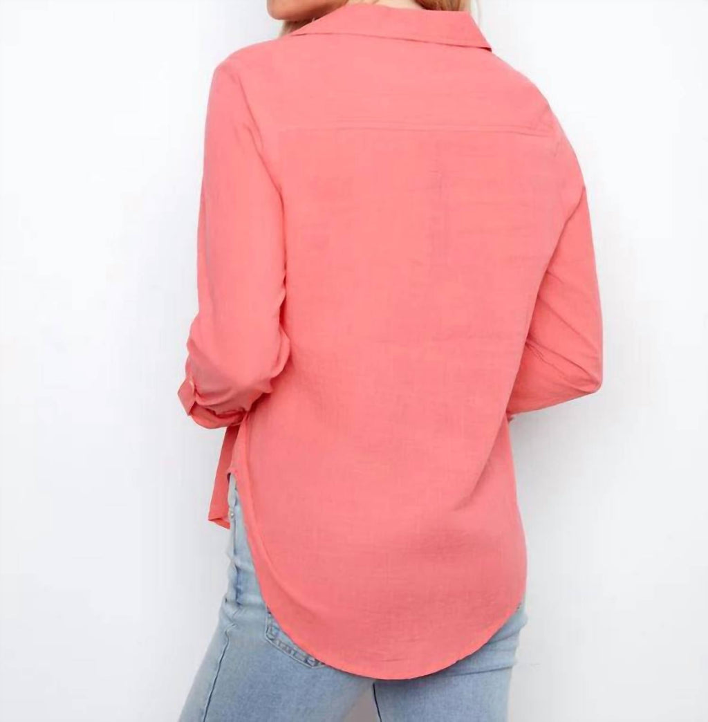Cotton Button Up Shirt In Sorbet