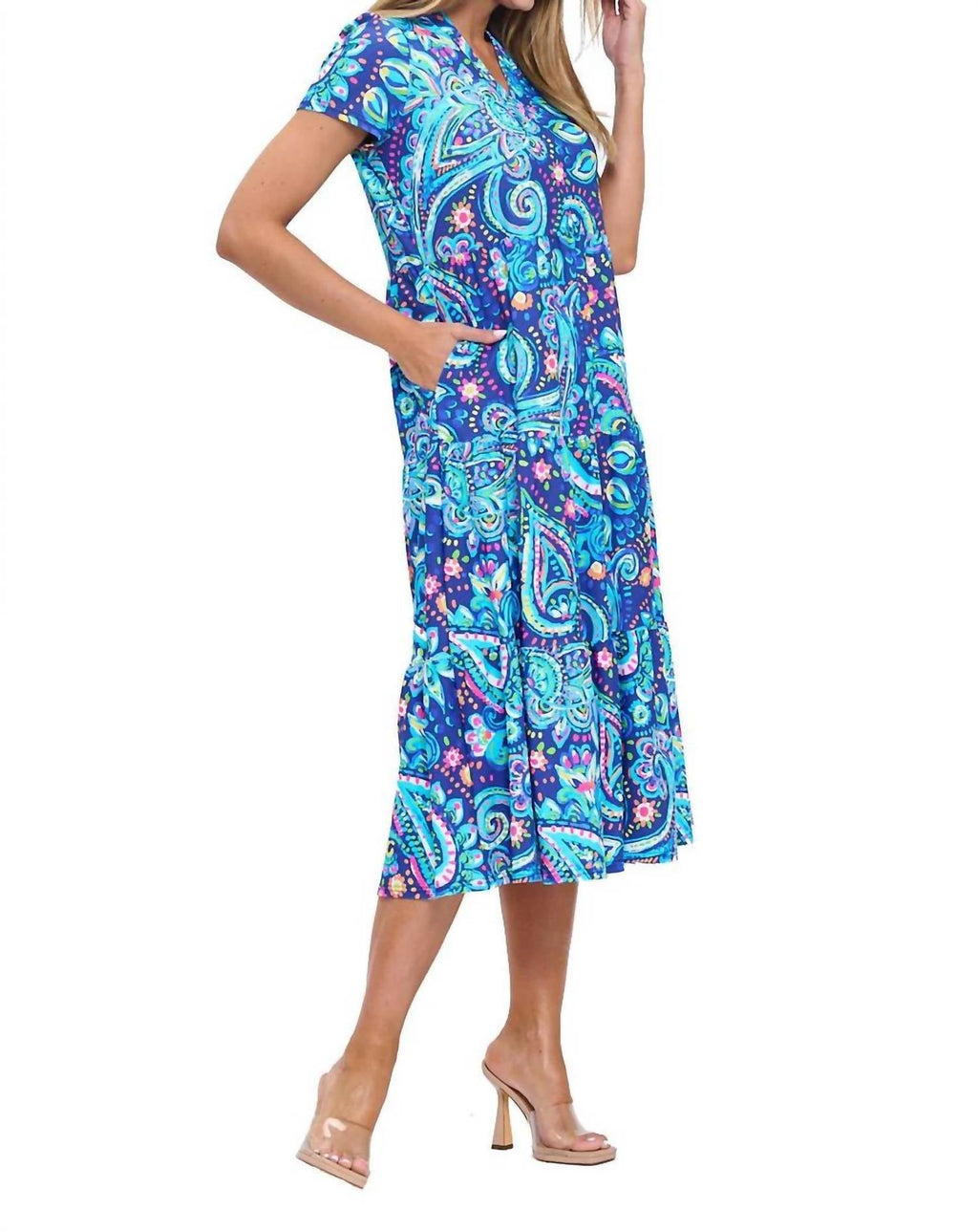 Gail Tiered Maxi Dress In Blue