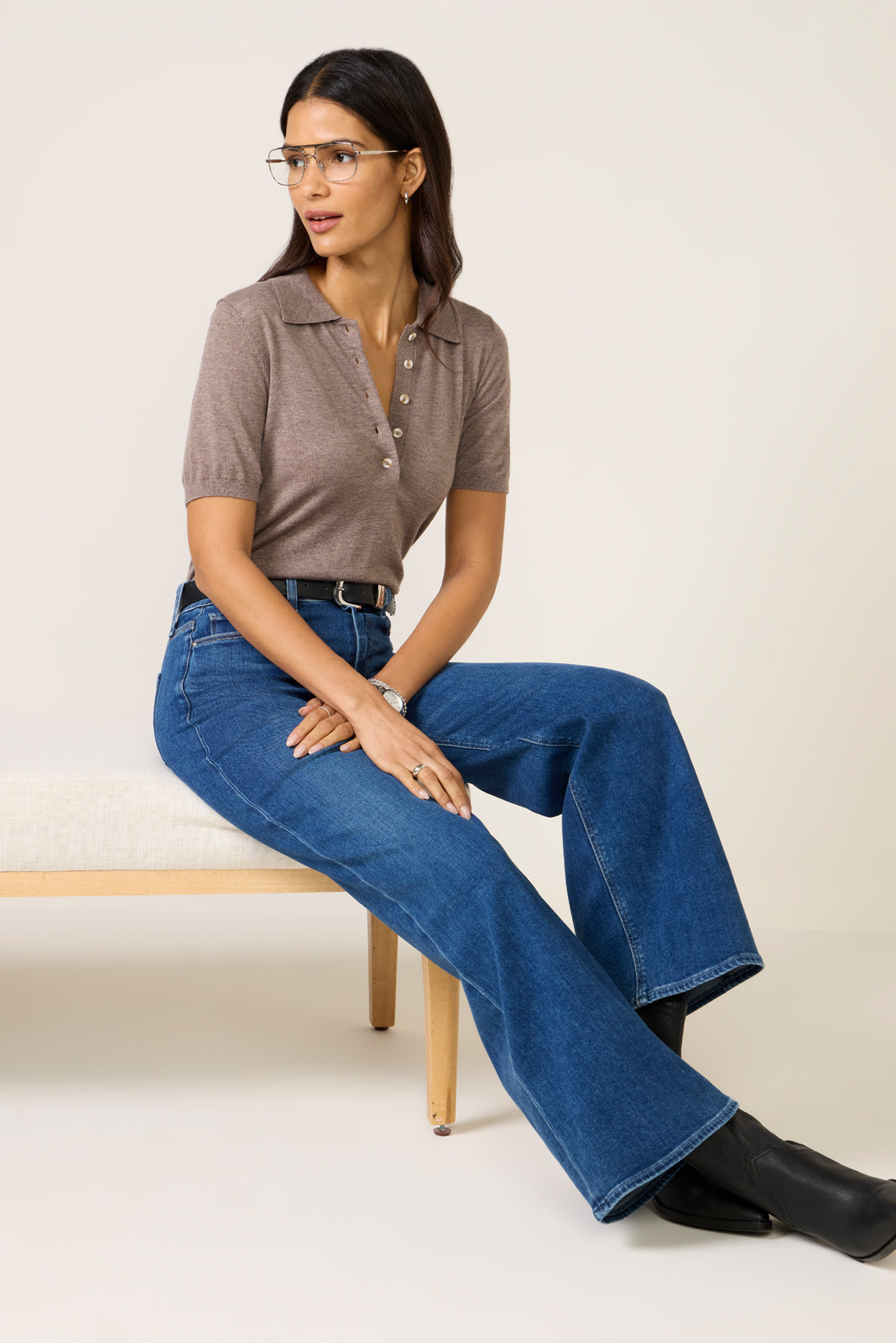 Women's Toni Fine Knit Polo Top