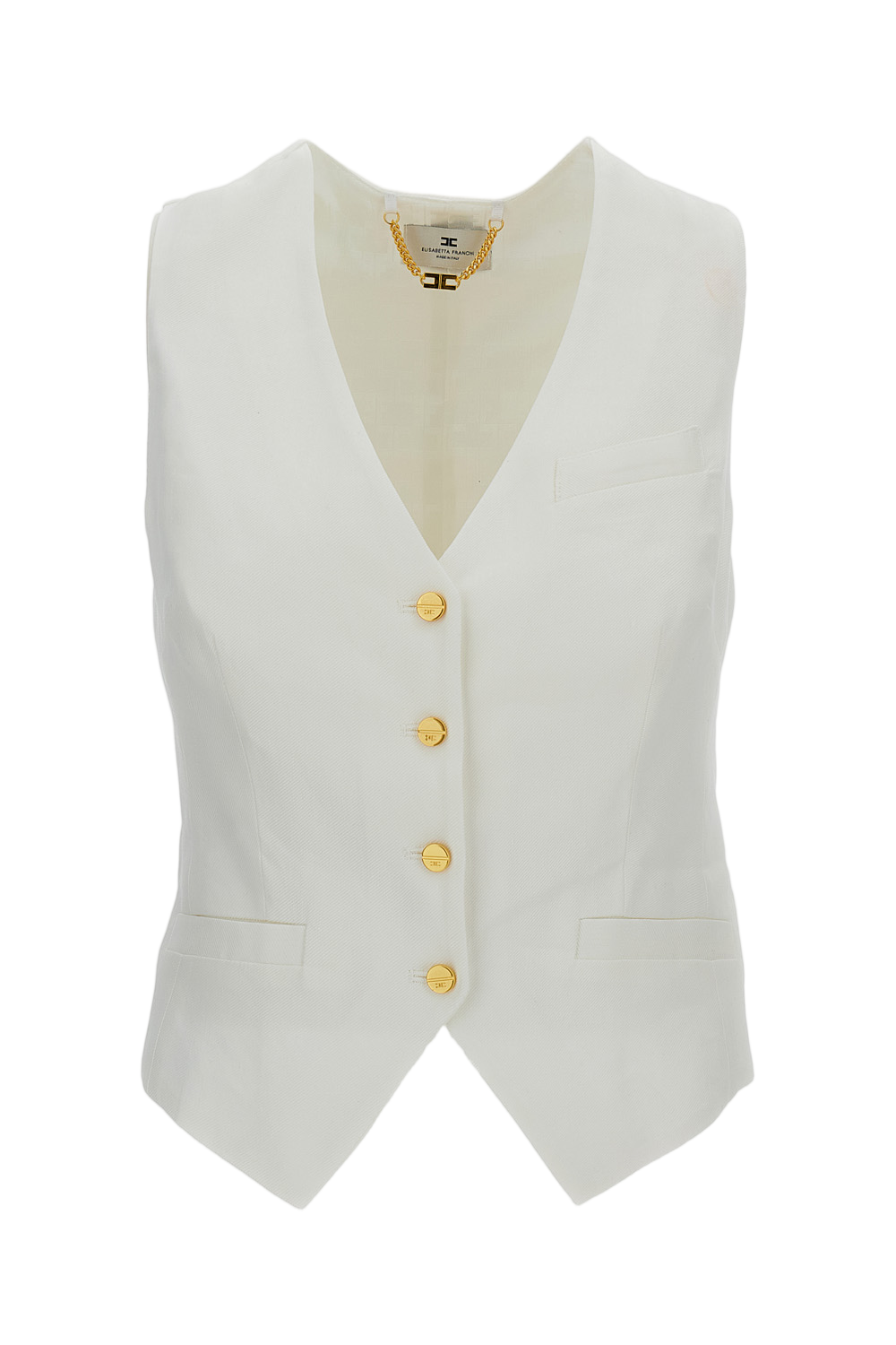 White Linen Blend Vest