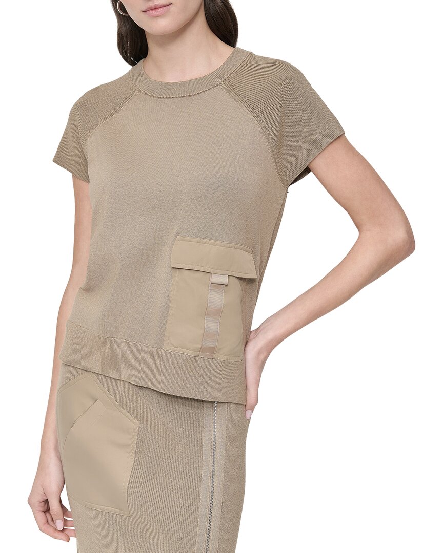 DKNY Crew Neck Pocket Top