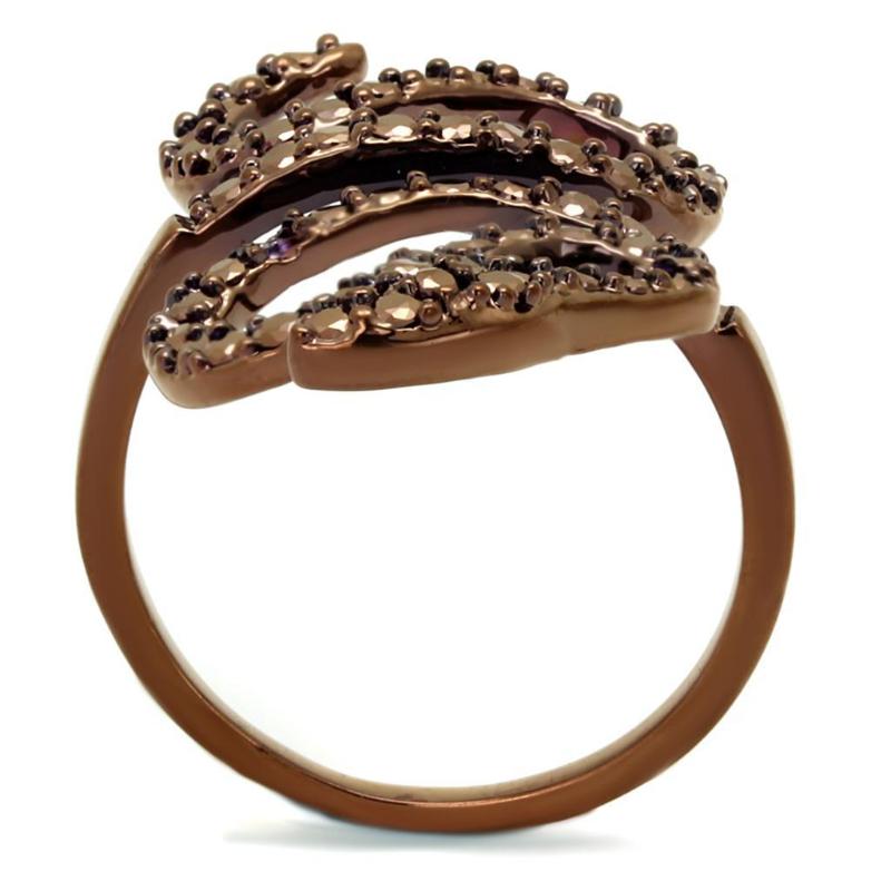 IP Coffee light Brass Ring with AAA Grade CZ in Light Coffee
