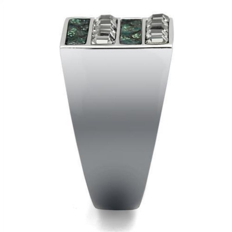 High polished (no plating) Stainless Steel Ring with Leather in Assorted