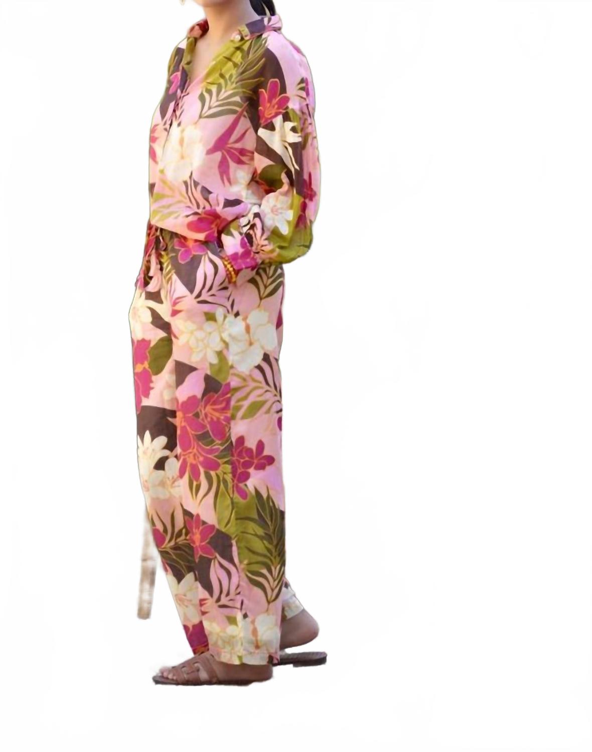Printed Drawstring Pant In Multi Floral