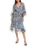 Kobi Halperin Logan Print V-Neck Ruffle Sleeve Dress