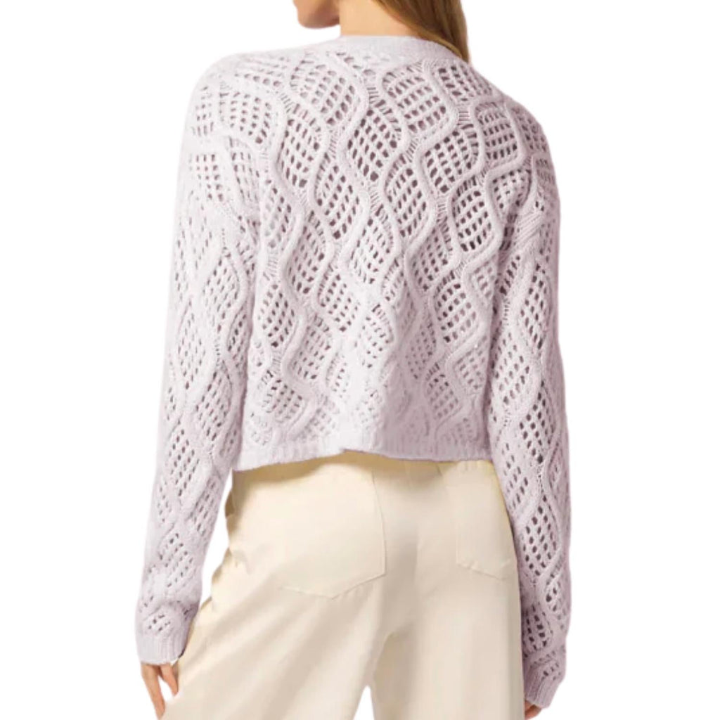 Jolie V-Neck Cropped Cable Cardigan In Himalaya