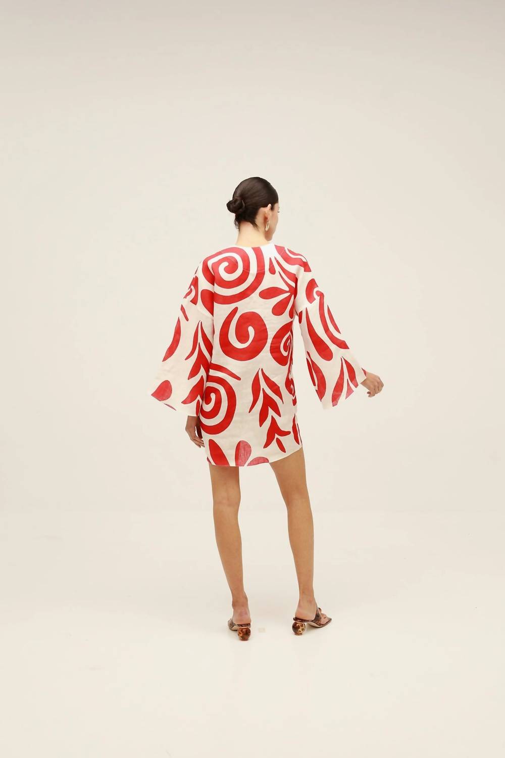 Printed Midi Dress In Red
