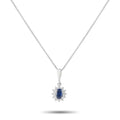 LB Exclusive Platinum 0.15ct Diamond and Sapphire Pendant Necklace MF22-041326
