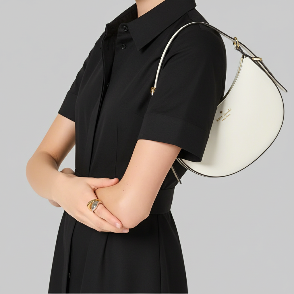 NWT Kate Spade Leather Madison Crescent Shoulder Bag In Meringue