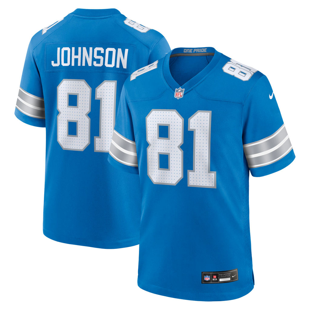 Detroit Lions Calvin Johnson Blue Team Retired Game Jersey