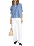 Le Slim Palazzo Modernist Pocket Pants In White