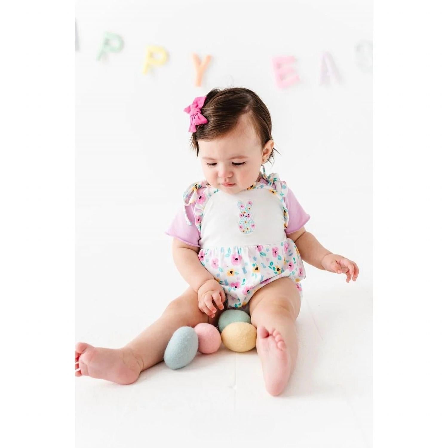 Peeps And Petals Bubble Romper In Pink