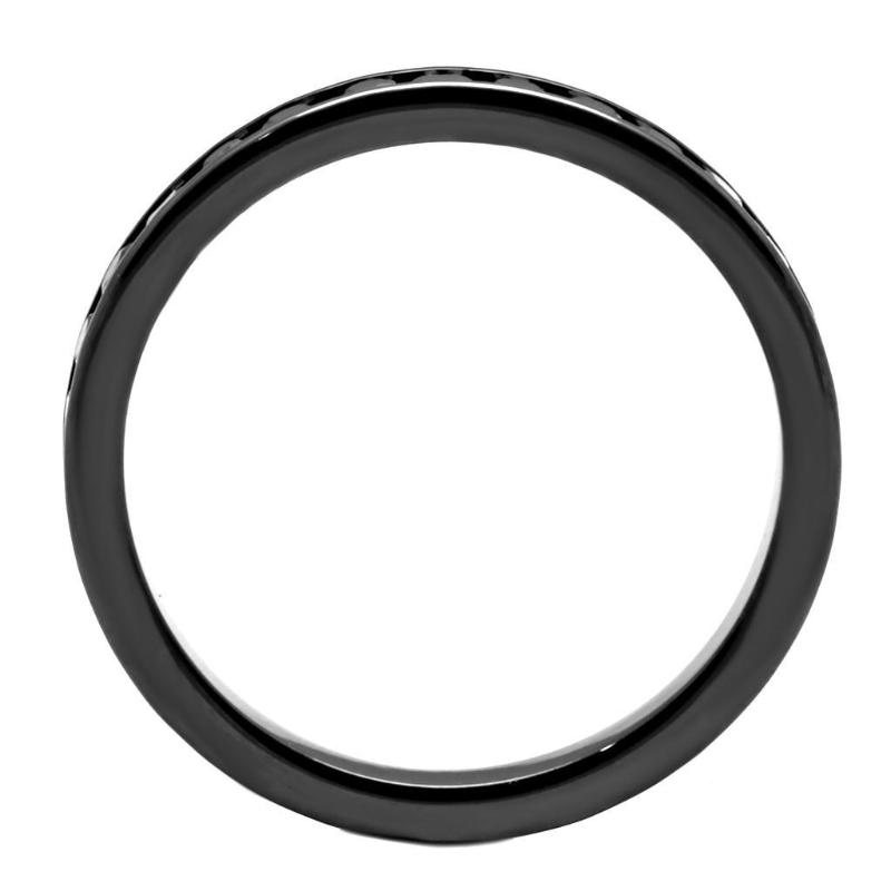 IP Light Black Brass Ring with AAA Grade CZ in Light Gray