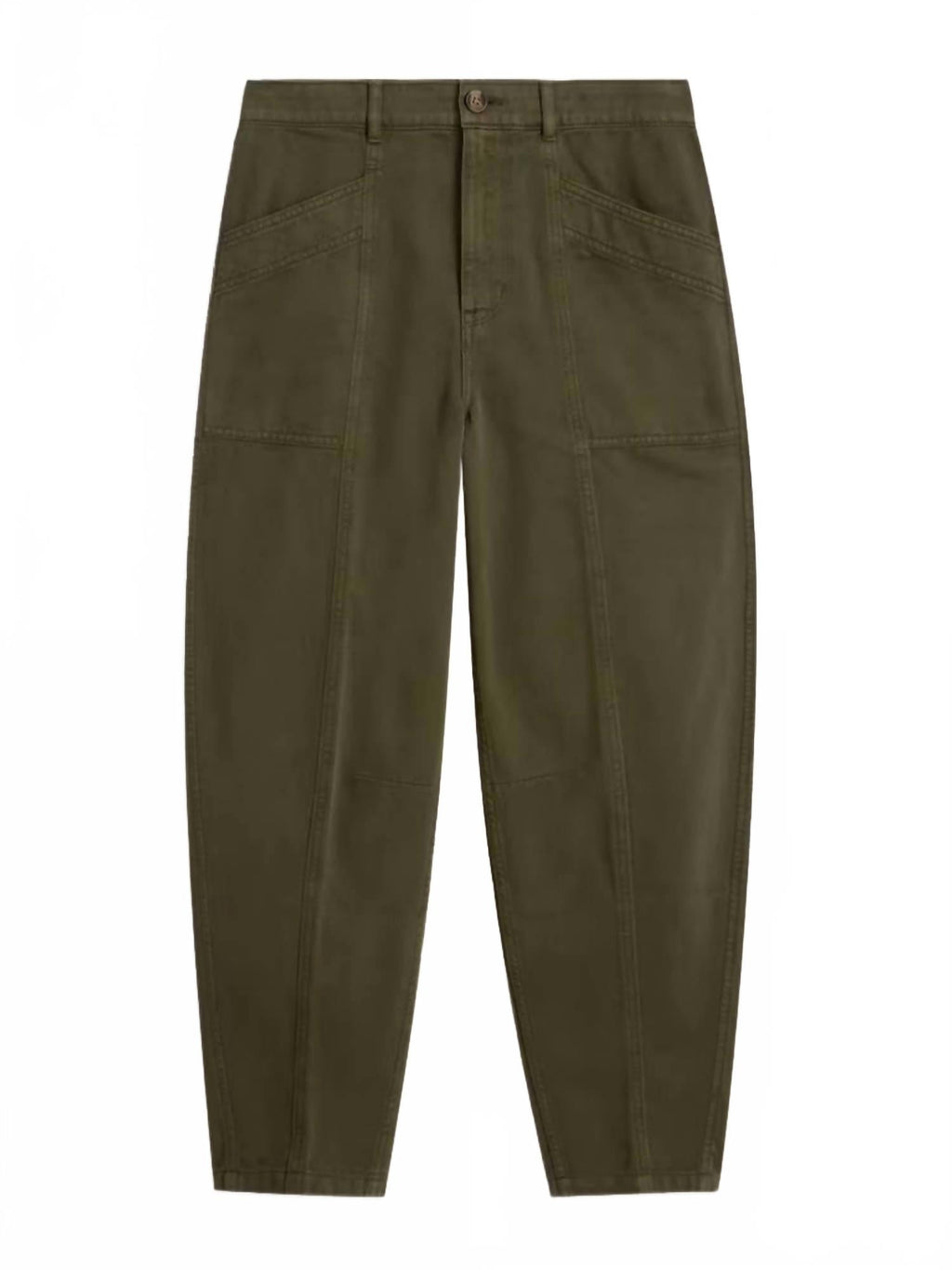 Aubrey Barrel Trousers In Khaki Green