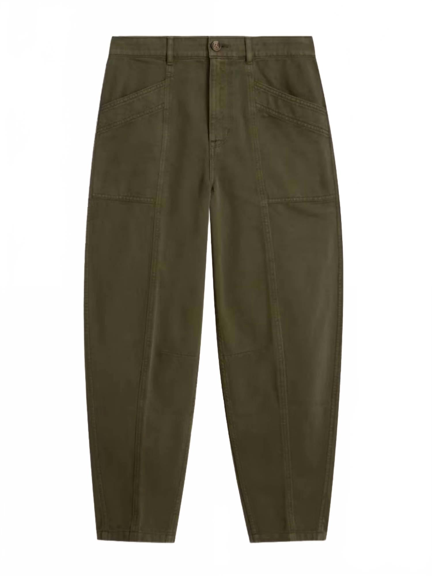 Aubrey Barrel Trousers In Khaki Green