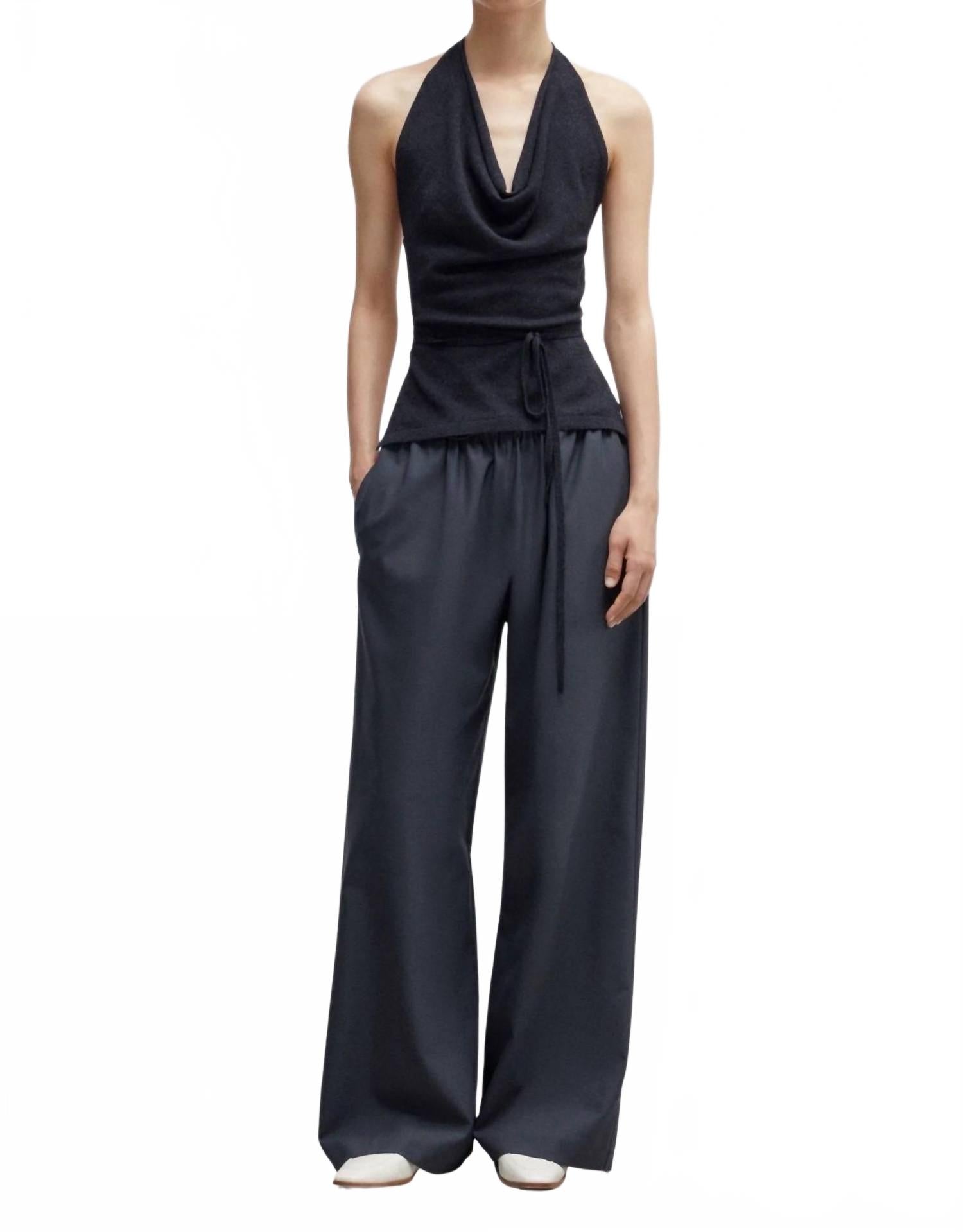 Merino Wool Tie Top In Anthracite
