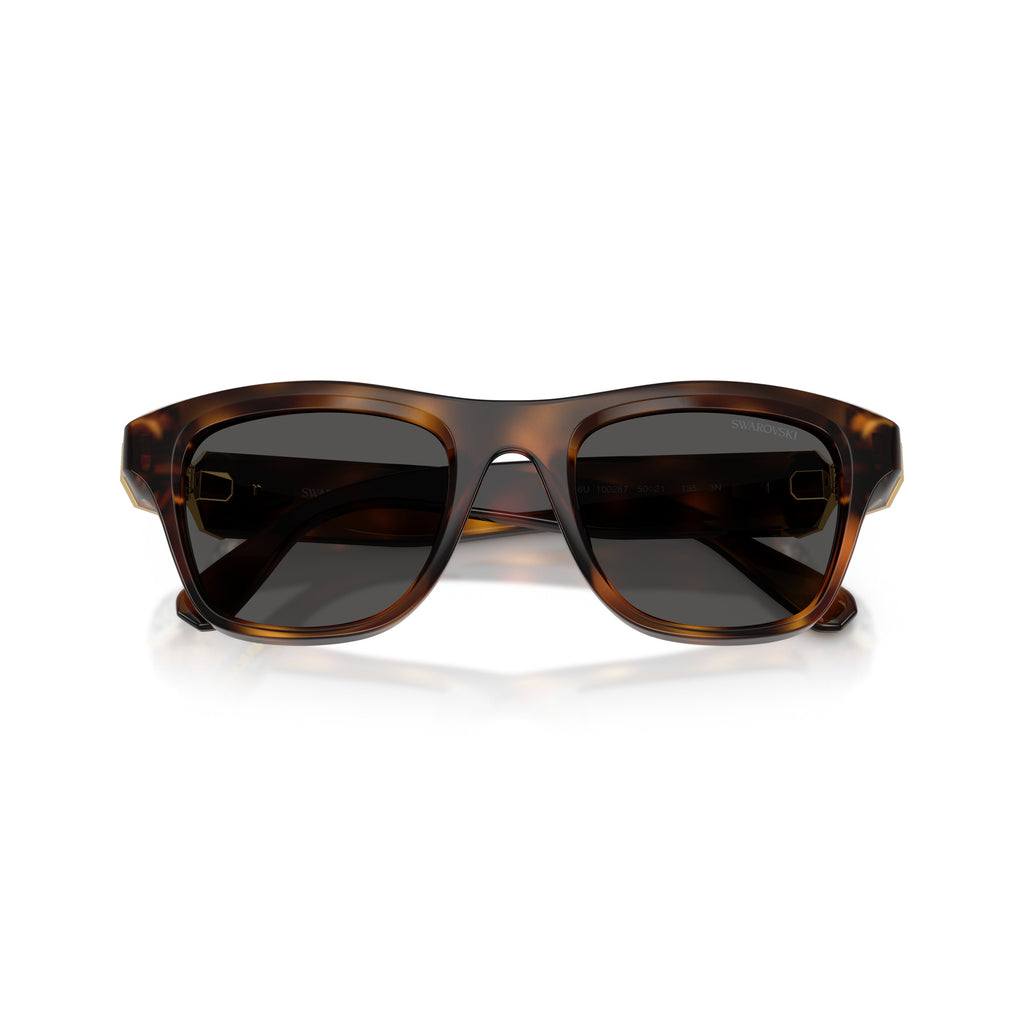0Sk6056U Rectangular Tortoiseshell Sunglasses with Crystal Accents