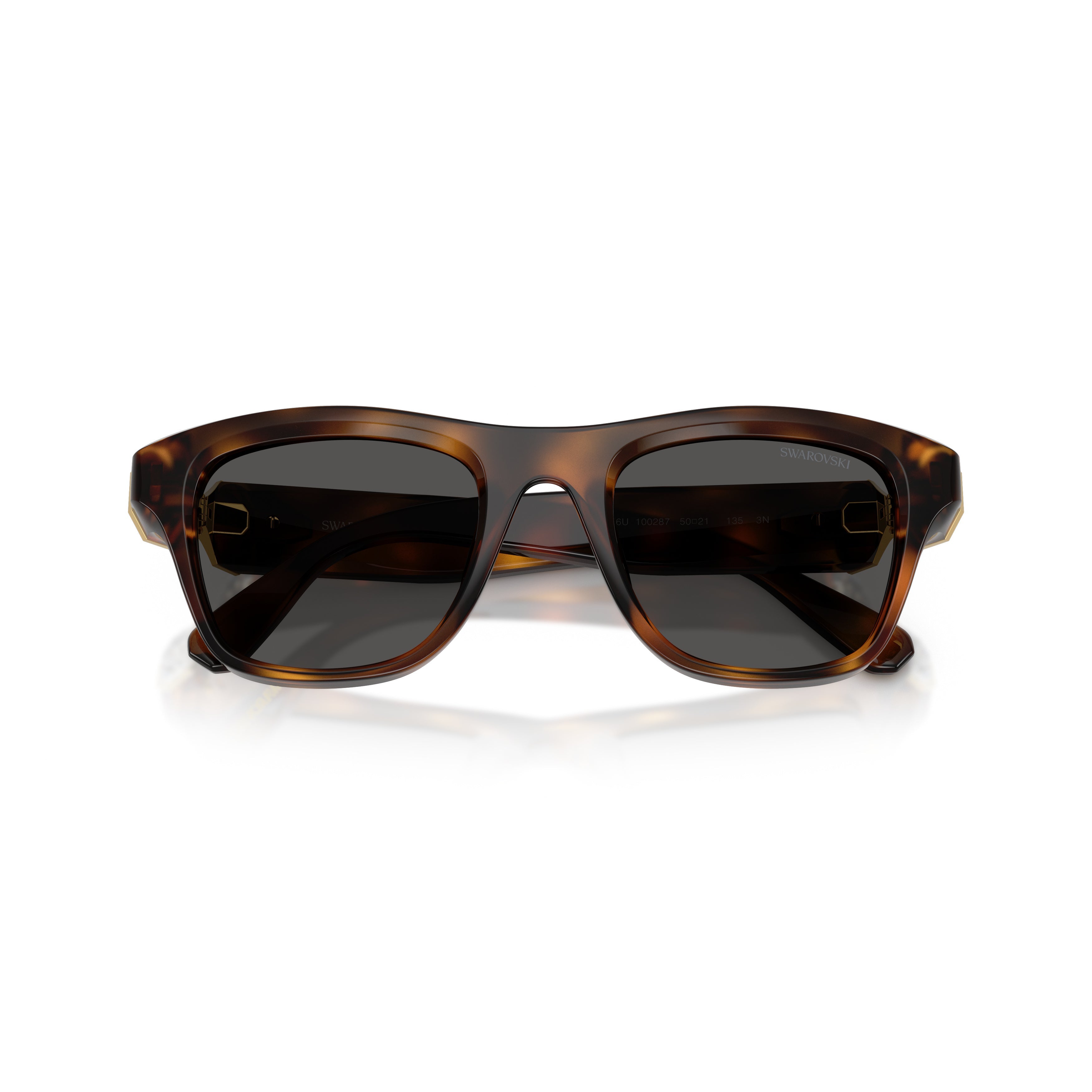 0Sk6056U Rectangular Tortoiseshell Sunglasses with Crystal Accents