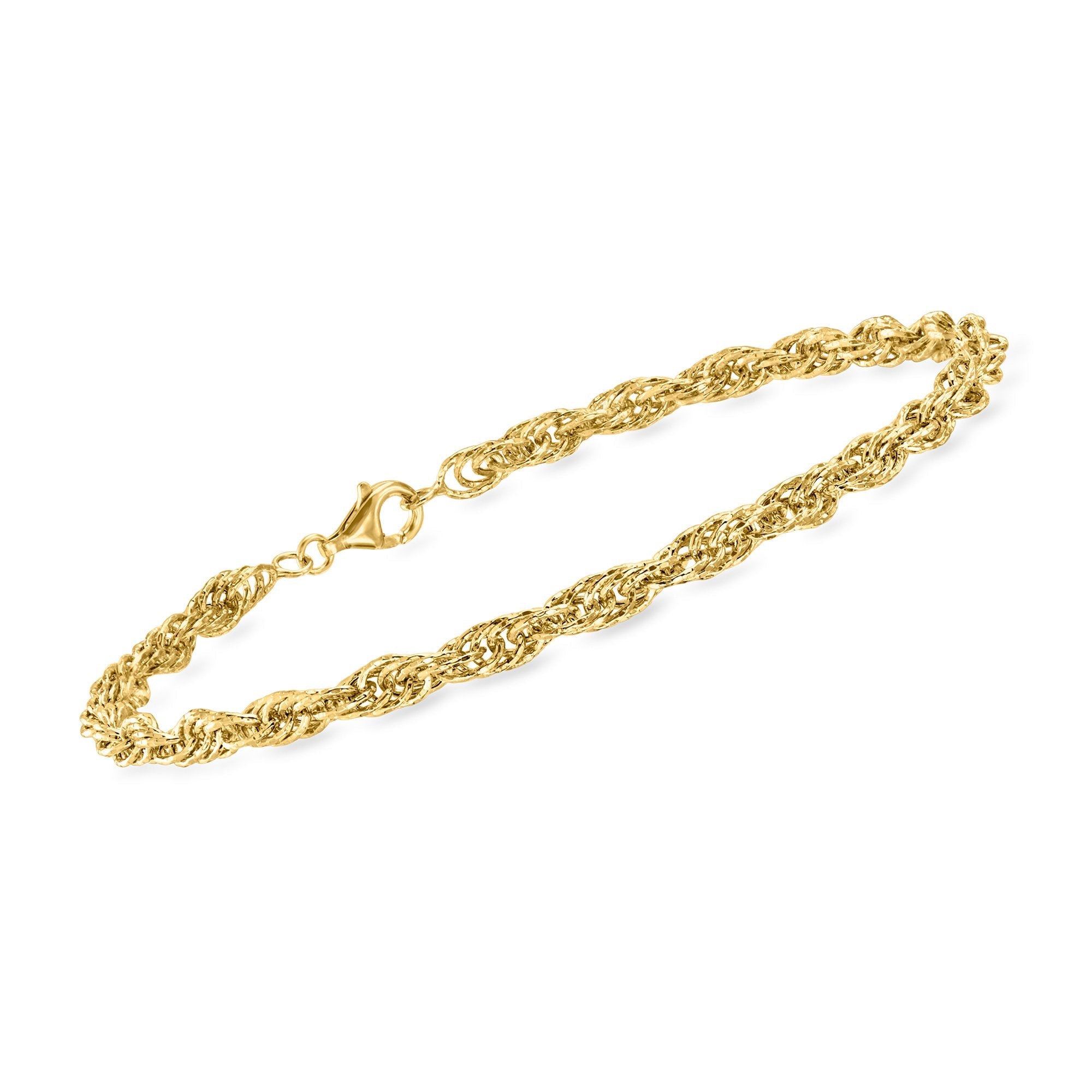 Ross-Simons 18kt Gold Over Sterling Singapore-Chain Anklet