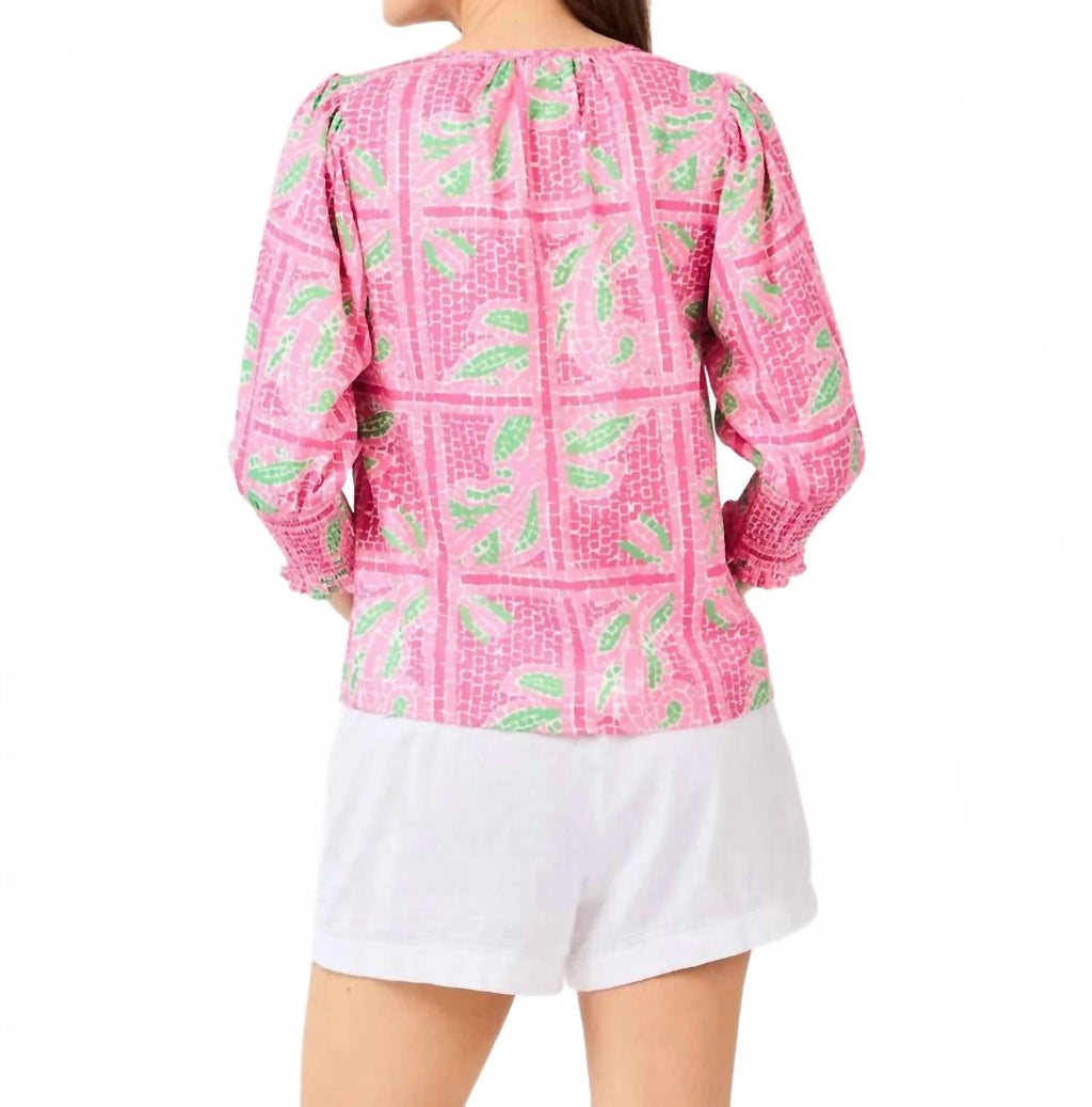 Ashlyn Trellis Tiles Top In Pink