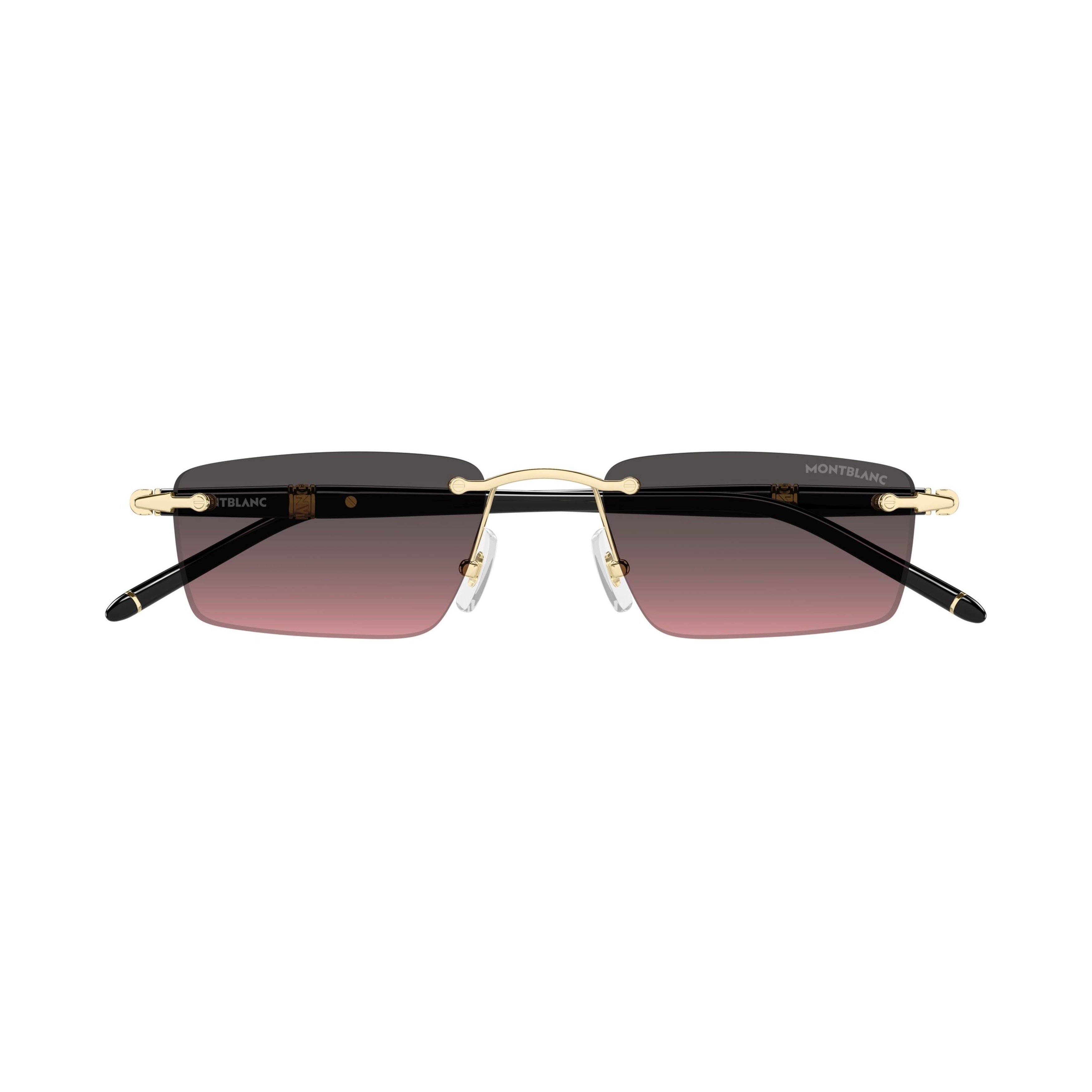 Rimless Rectangular Sunglasses With Gradient Lenses And Gold Accents
