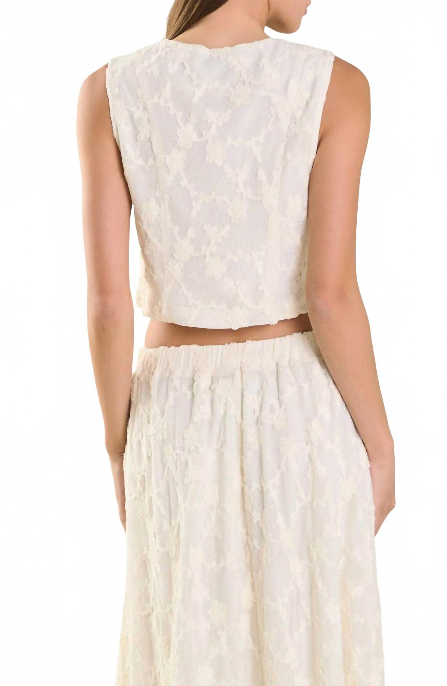 Floral Lace Vest In Off White