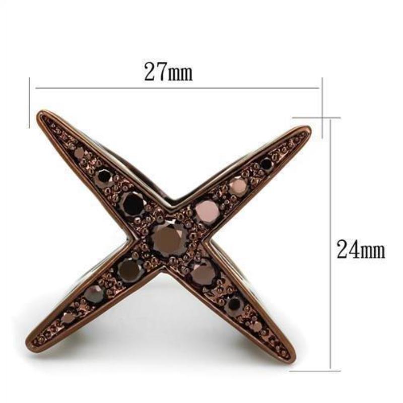 IP Coffee light Brass Ring with AAA Grade CZ in Light Coffee