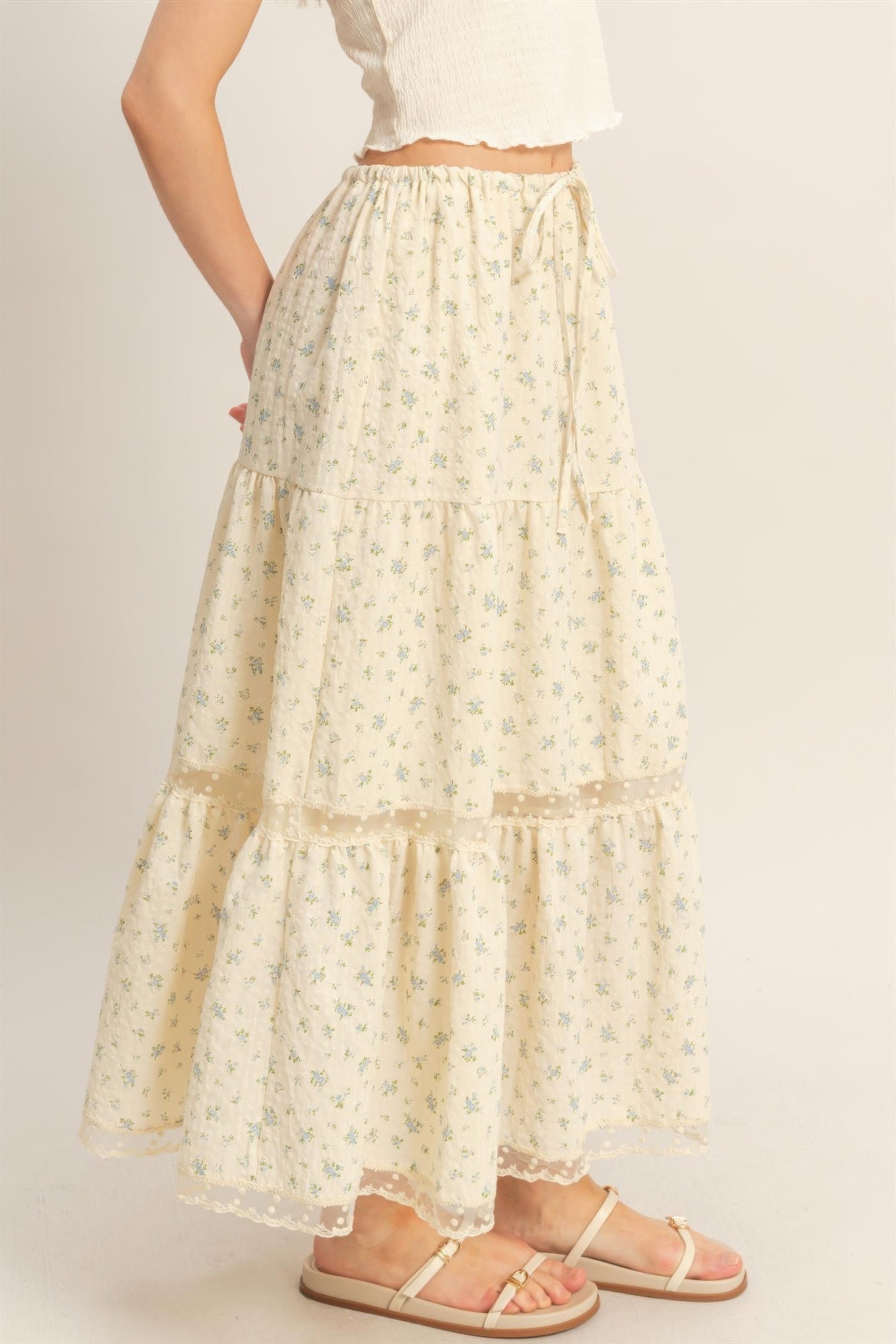 Tiered Lace Trim Skirt