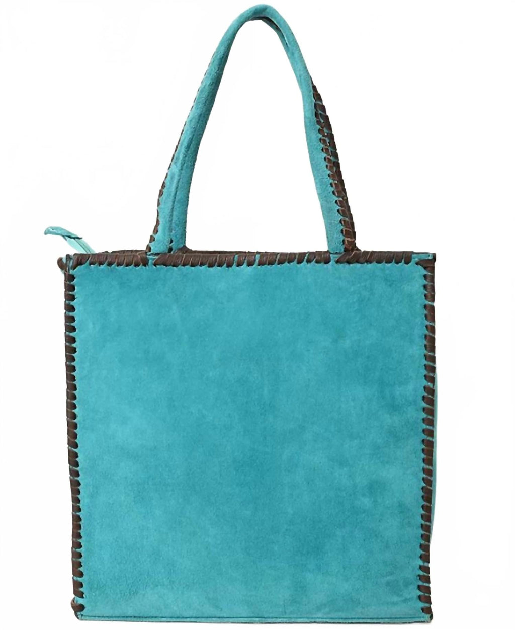 Women's Boot Stitch Suede Leather Purse In Turquoise