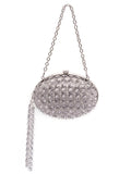 Self-Portrait Women Oval Crystal Chain Clutch Bag