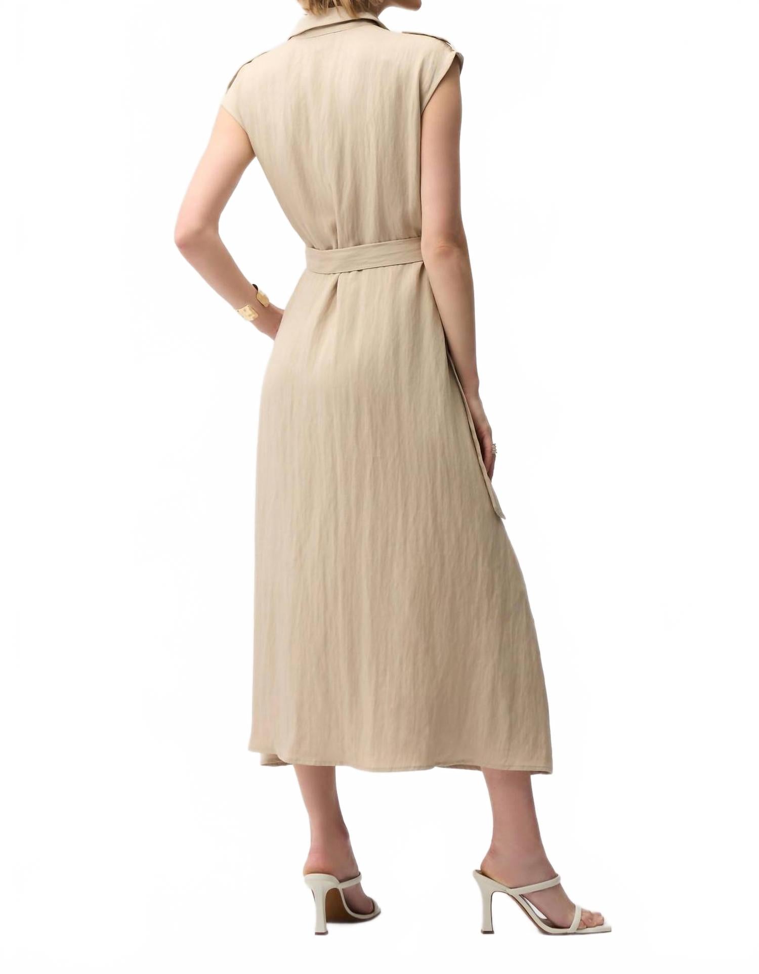 Textured Woven Shirt Dress In Parchment